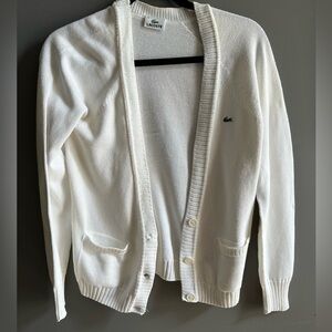 Lacoste White Cardigan Sweater 38